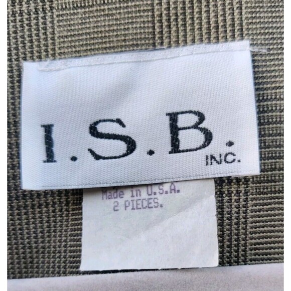Vintage I.S.B. Inc Womens Skirt Suit Size 16 Blazer Gray Plaid Lace 2 Piece Set - Picture 7 of 16
